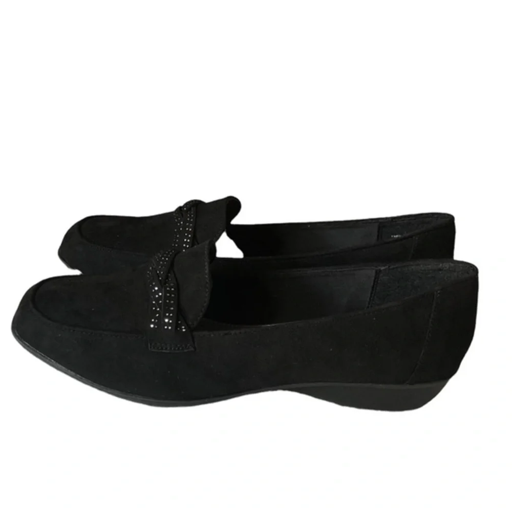 Karen Scott Womens Closed Toe Slip-on Joonne Loafer Shoes Black Micro 9.5 M NWT